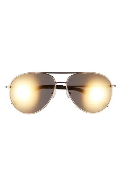 Nike Chance 61mm Mirrored Aviator Sunglasses In Gold/brown/gold