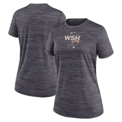 Nike Charcoal Washington Nationals City Connect Practice Velocity T-shirt In Black
