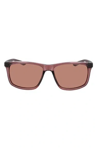 Nike Chaser Ascent 59mm Rectangular Sunglasses In Smokey Mauve/copper Lens