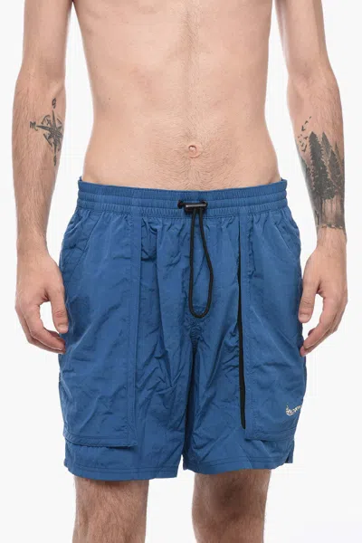 Nike Checked Boxer Swim Trunks In Blue