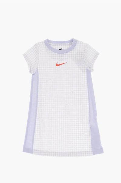 Nike Checked Tee Dress In White