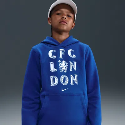 Nike Chelsea Fc Club Big Kids' (boys')  Soccer Pullover Hoodie In Blue