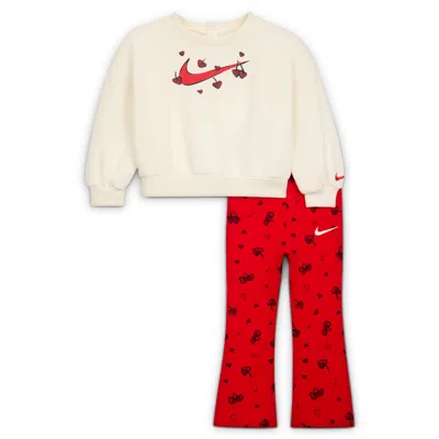 Nike Cherry Baby (12-) Crew And Leggings Set In Red
