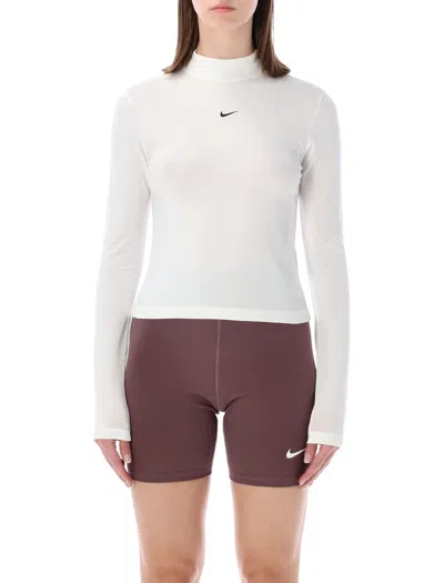 Nike Chic Slim Fit Long-sleeve T-shirt Size S In White