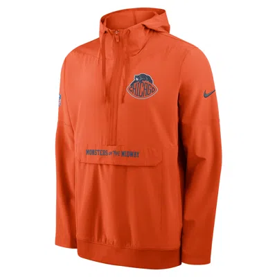 Nike Chicago Bears Rivalries Collection Sideline Anorak  Men's Nfl 1/2-zip Hooded Jacket In Orange