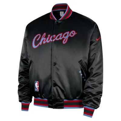 Nike Chicago Bulls City Edition  Men's Nba Premium Jacket In Black