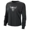 Nike Chicago Bulls Courtside  Women's Nba Shine Boxy Long-sleeve T-shirt In Black