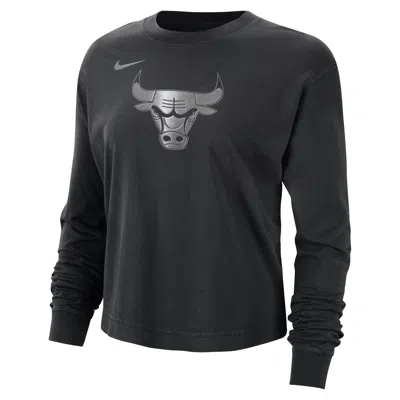 Nike Chicago Bulls Courtside  Women's Nba Shine Boxy Long-sleeve T-shirt In Black