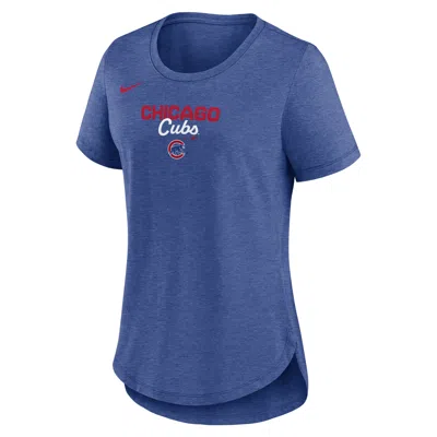 Nike Chicago Cubs Arched Team Name  Women's Mlb T-shirt In Blue