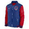 Nike Chicago Cubs Authentic Collection Dugout  Men's Mlb Full-zip Bomber Jacket In Blue