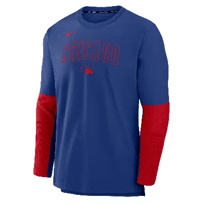 Nike Chicago Cubs Authentic Collection Player  Men's Dri-fit Mlb Pullover Sweatshirt In Blue