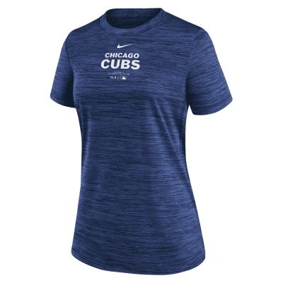 Nike Chicago Cubs Authentic Collection Practice Velocity  Women's Dri-fit Mlb T-shirt In Blue