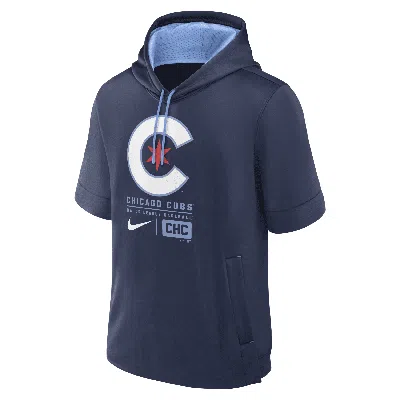 Nike Chicago Cubs City Connect  Men's Mlb Short-sleeve Pullover Hoodie In Blue