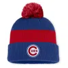 Nike Men's Royal/red Chicago Cubs Cooperstown Collection Peak Standard Cuffed With Pom Knit Hat In Blue