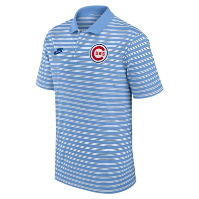 Nike Chicago Cubs Cooperstown Striped Victory  Men's Dri-fit Mlb Polo In Blue