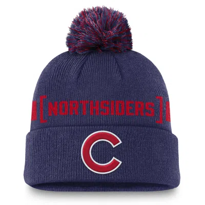 Nike Men's Royal Chicago Cubs Hometown Peak Cuffed Knit Hat With Pom In Blue