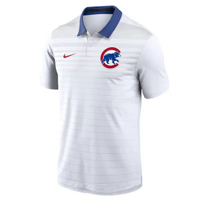 Nike Chicago Cubs Striped Vapor  Men's Dri-fit Mlb Polo In White