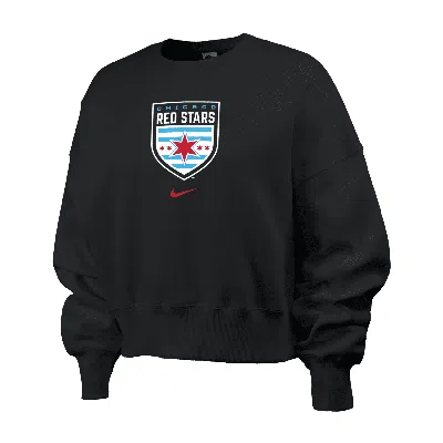 Nike Chicago Red Stars Phoenix Fleece  Women's Nwsl Crew-neck Sweatshirt In Black