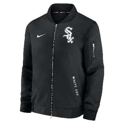 Nike Chicago White Sox Authentic Collection Dugout  Men's Mlb Full-zip Bomber Jacket In Black