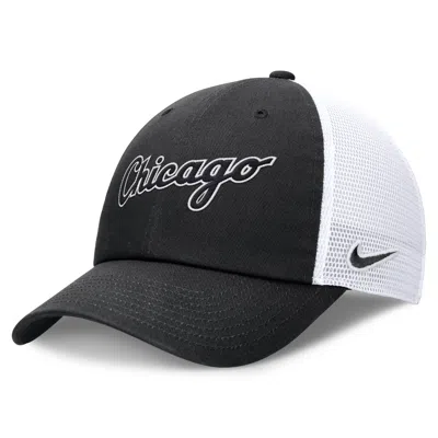 Nike Chicago White Sox Evergreen Wordmark Club  Men's Mlb Adjustable Hat In Black