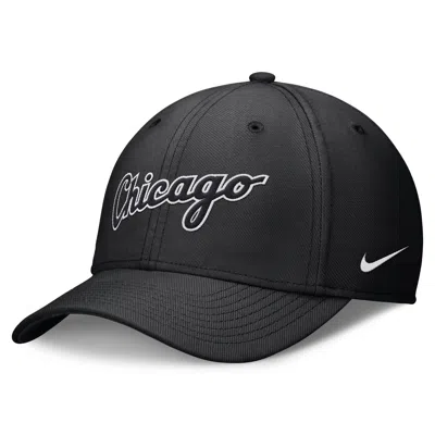 Nike Chicago White Sox Primetime Swoosh  Men's Dri-fit Mlb Hat In Black