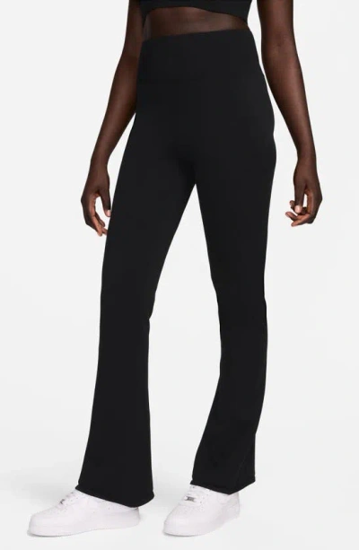 Nike Chill High Waist Knit Flare Leggings In Black/ Black