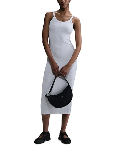 Nike Mini-rib Tank Top Dress In Birch Heather/light Orewood Brown 