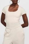 Nike Women's  Sportswear Chill Knit Short-sleeve Square-neck Top In Light Orewood Brown/sail