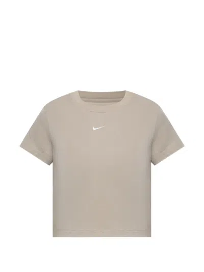 Nike Chill Logo-embroidered Cropped T-shirt In Neutral