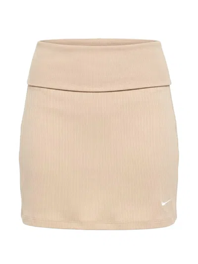 Nike Chill Logo-embroidered Mini Skort In Neutral