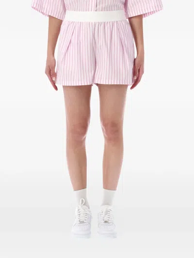 Nike Chill Poplin Striped Pleated Shorts In Pink