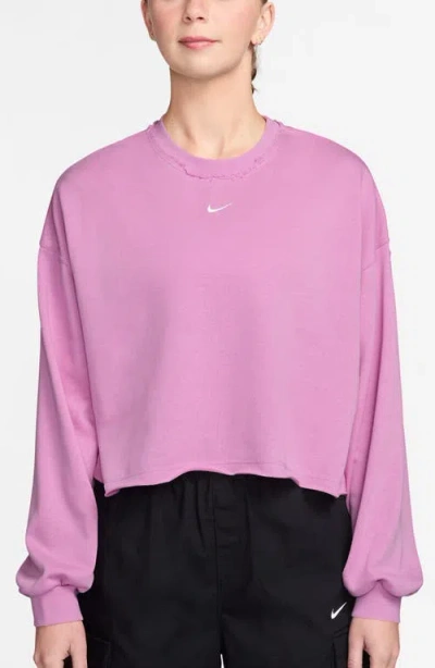 Nike Chill Relaxed Fit French Terry Sweatshirt In Pink