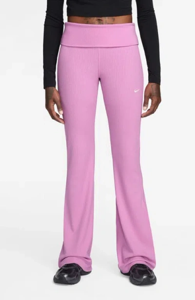 Nike Chill Rib Knit Pants In Pink
