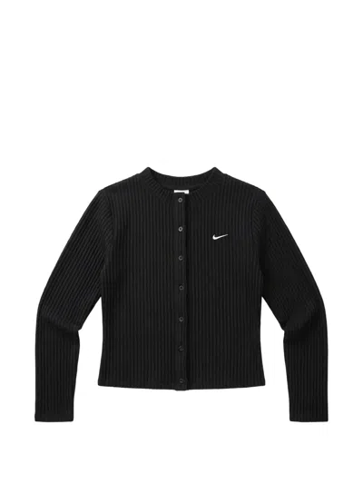 Nike Chill Ribbed-knit Cardigan In Black