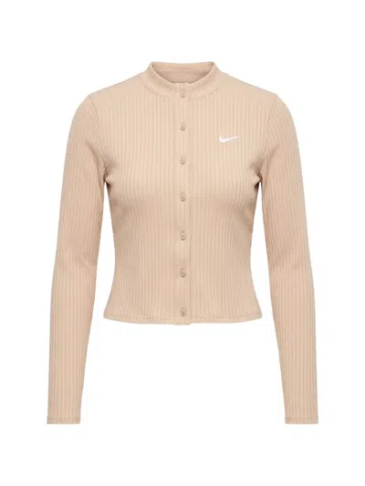 Nike Chill Ribbed-knit Cardigan In Neutral