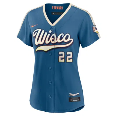 Nike Christian Yelich Milwaukee Brewers City Connect  Women's Mlb Stadium Jersey In Blue