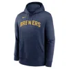 Nike Men's Christian Yelich Navy Milwaukee Brewers Player Name Number Club Pullover Hoodie In Blue