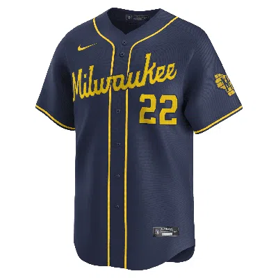 Nike Christian Yelich Milwaukee Brewers  Men's Dri-fit Adv Mlb Limited Jersey In Blue