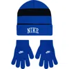 Nike Kids'  Chunky Stripe Peak Beanie In Blue