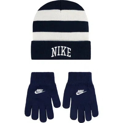 Nike Kids'  Chunky Stripe Peak Beanie In Blue