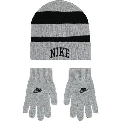 Nike Kids'  Chunky Stripe Peak Beanie In Gray