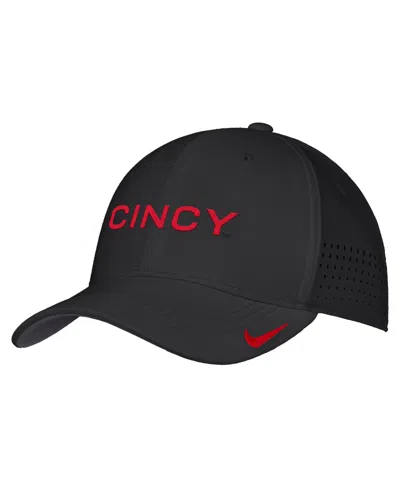 Nike Cincinnati Bearcats Aerobill Swoosh Flex Stretch-fit Curved-bill Hat In Black