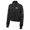 Nike Cincinnati Bengals Phoenix  Women's Nfl Cropped 1/4-zip Crew In Black