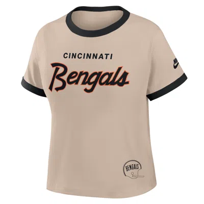 Nike Cincinnati Bengals Rewind Ringer Mod  Women's Nfl Cropped T-shirt In Brown