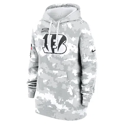 Nike Cincinnati Bengals Salute To Service Primary Edge Club  Women's Nfl Pullover Hoodie In White