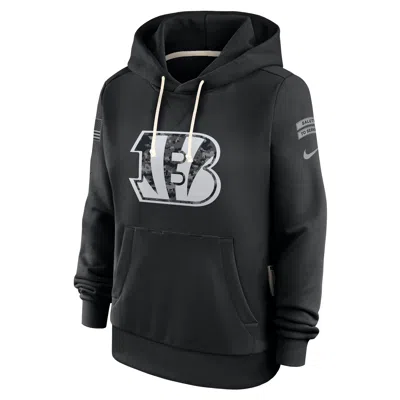 Nike Cincinnati Bengals Salute To Service Sideline  Women's Dri-fit Nfl Pullover Hoodie In Black