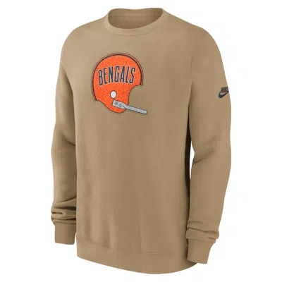Nike Tan Cincinnati Bengals Swing Pass Rewind Club Pullover Sweatshirt In Brown