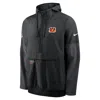 Nike Black Cincinnati Bengals Sideline Anorak Half-zip Hoodie Jacket In Black