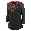 Nike Women's Black Cincinnati Bengals Raglan 3/4 Sleeve T-shirt In Black
