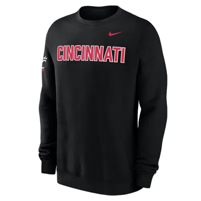 Nike Cincinnati Club Fleece  Men's College Crew-neck Sweatshirt In Black
